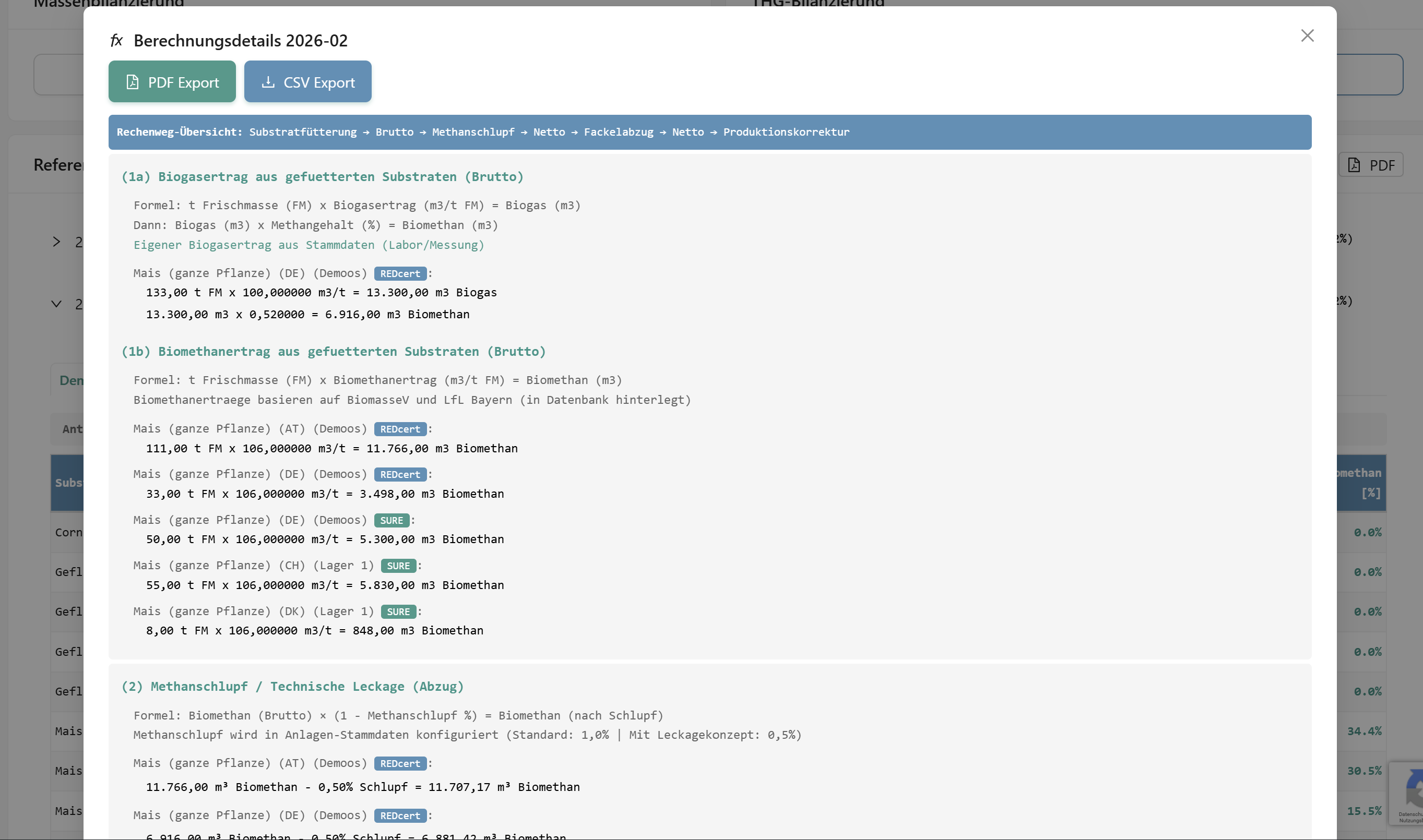 Berechnungsdetails Formeln