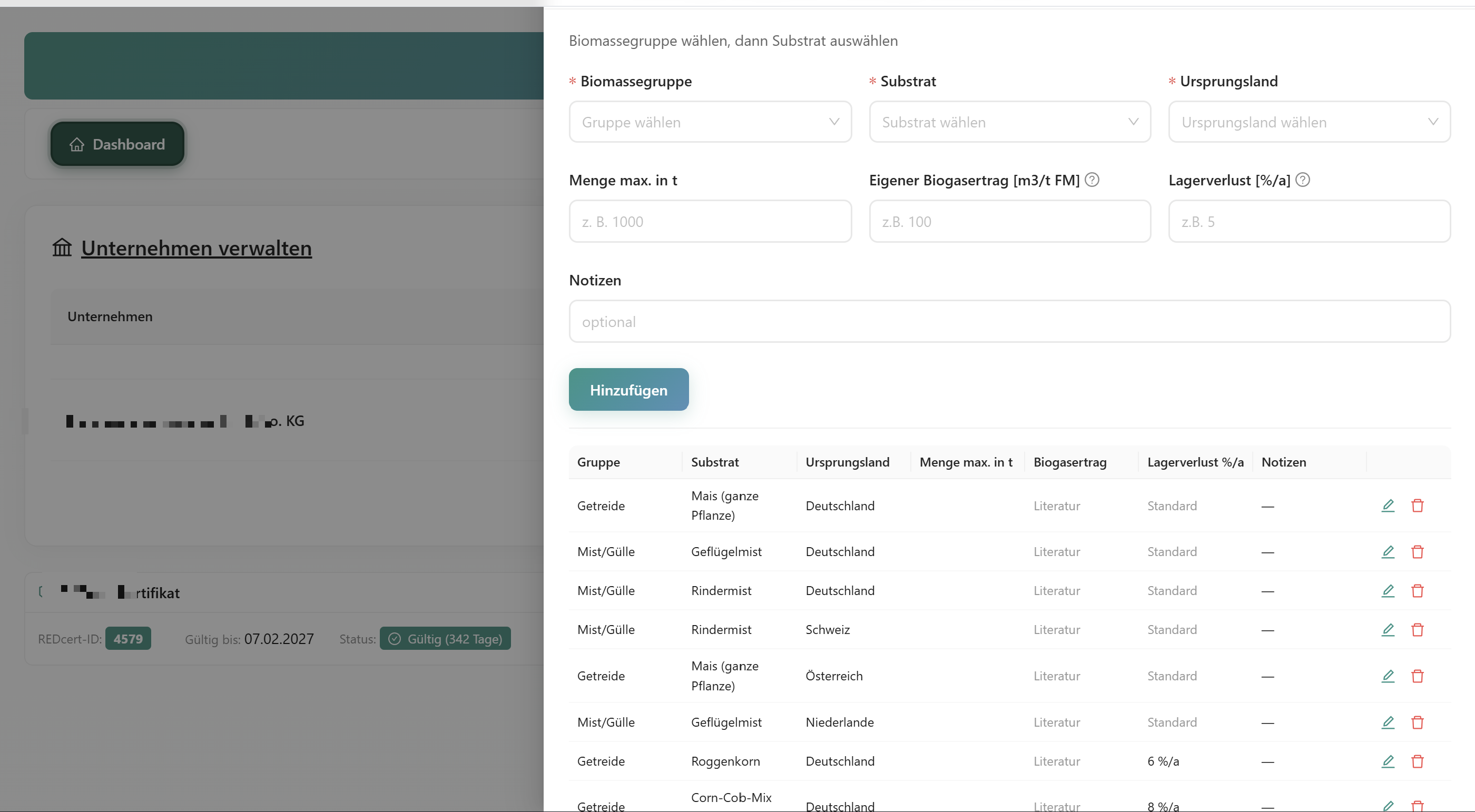 Einsatzstoff-Formular