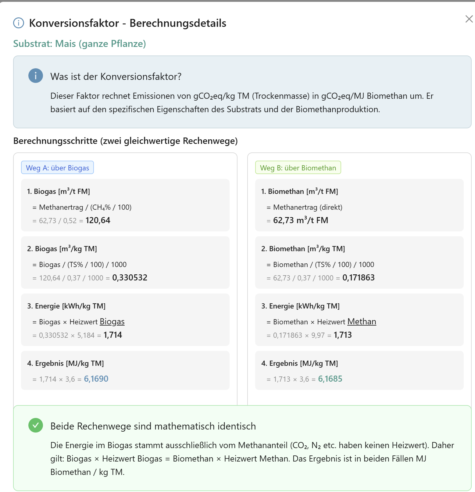 Konversionsfaktor Details
