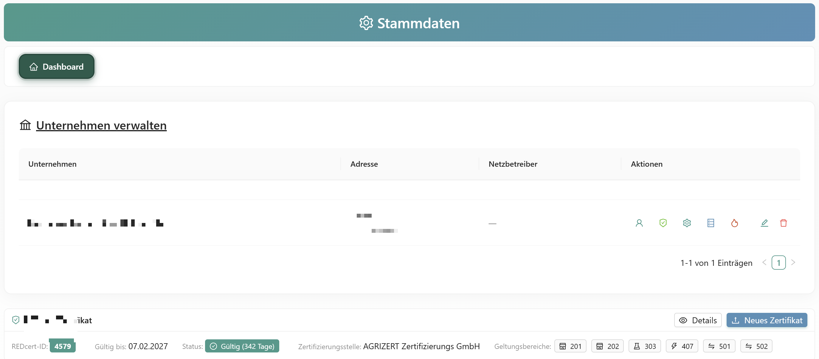 Stammdaten Verwaltung